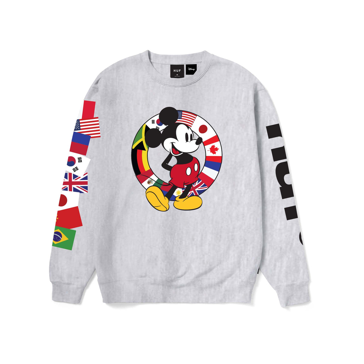 Huf X Mickey Worldwide Tour Heather Grey Crewneck Sweater