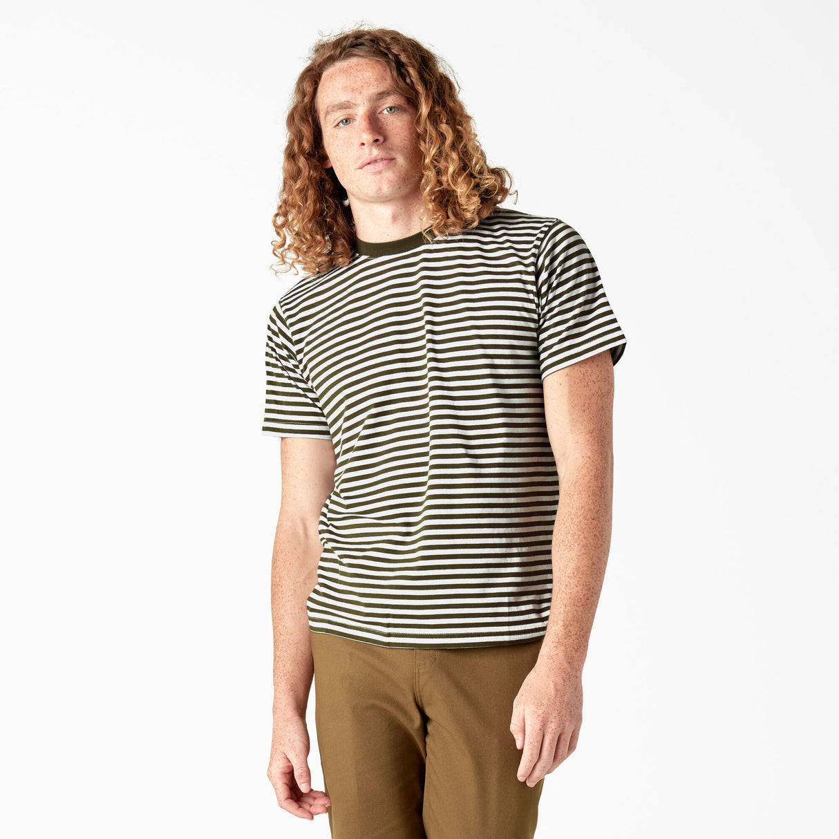 Dickies Skateboarding Dark Olive/White Striped Shirt
