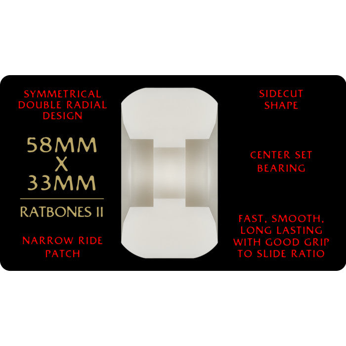 Powell Peralta Dragon Formula Red Ratbone II 93a 58mm x 33mm Skateboard Wheels