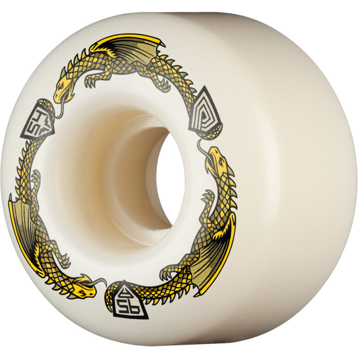 Powell Peralta Dragon Formula Yellow 95A 54mm x 34mm Off White V4 Skateboard Wheels