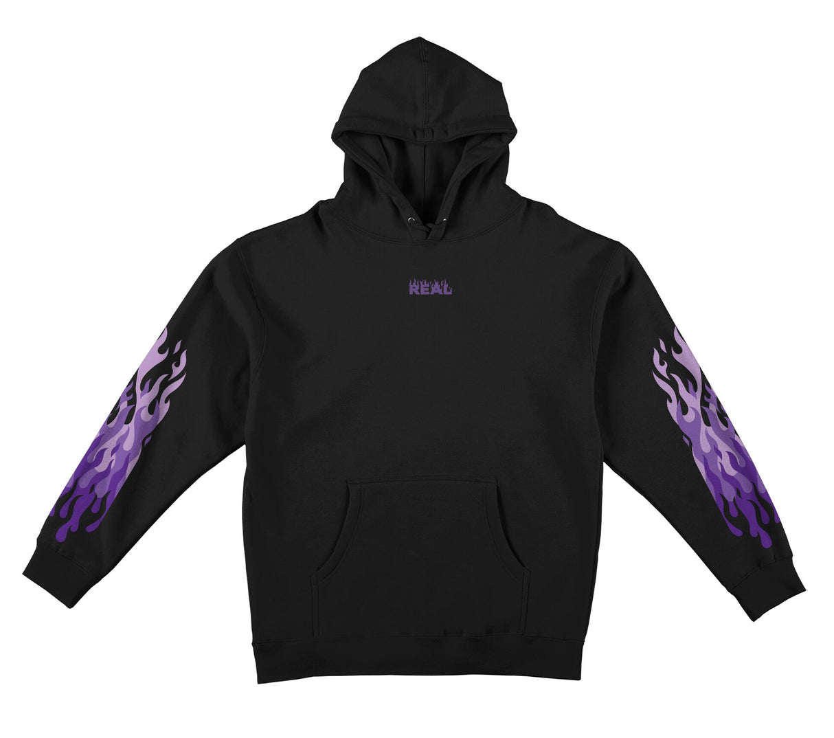 Real Flames Sleeve Black/Purple Hooded Sweatshirt