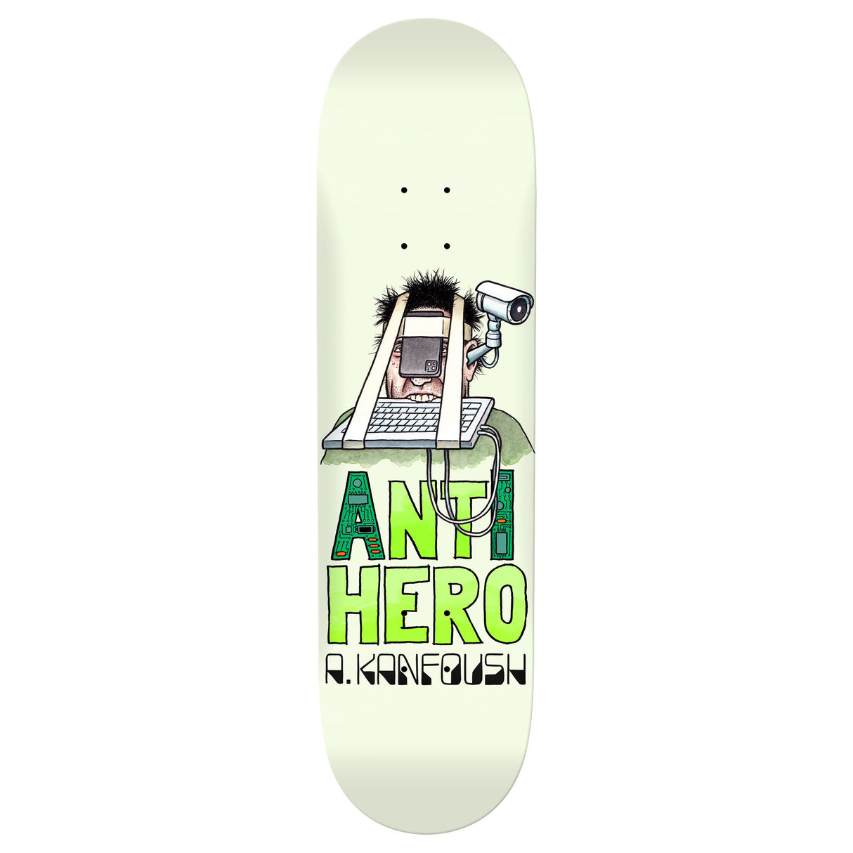 Anti-Hero Kanfoush Anti Intelligence 8.4" White Skateboard Deck