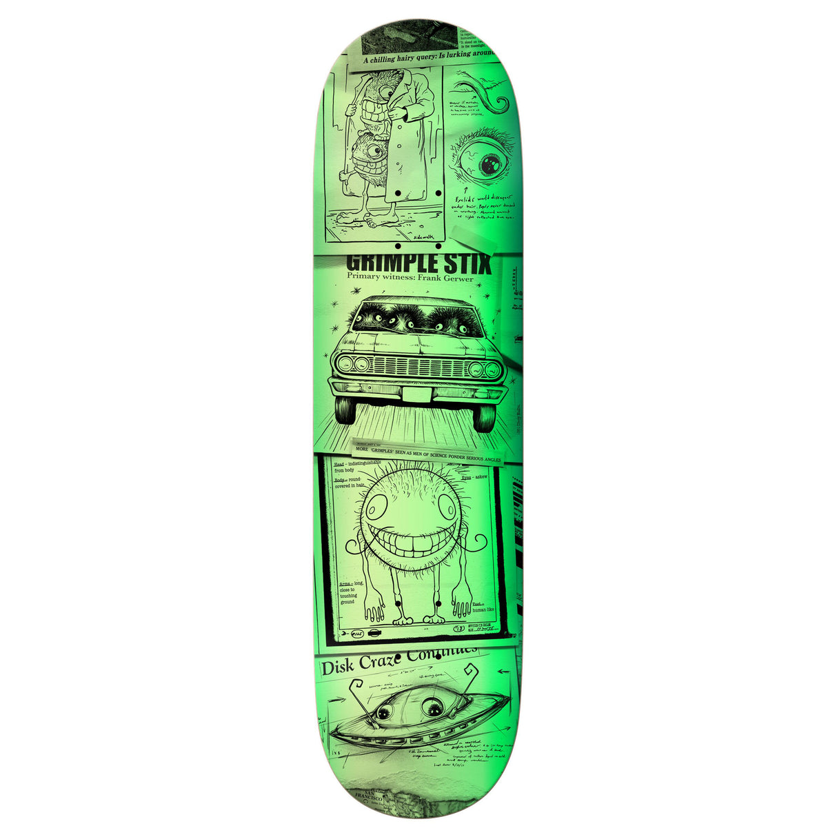 Anti-Hero Gerwer Grimple Sticks Sightings 8.5" Green Skateboard Deck