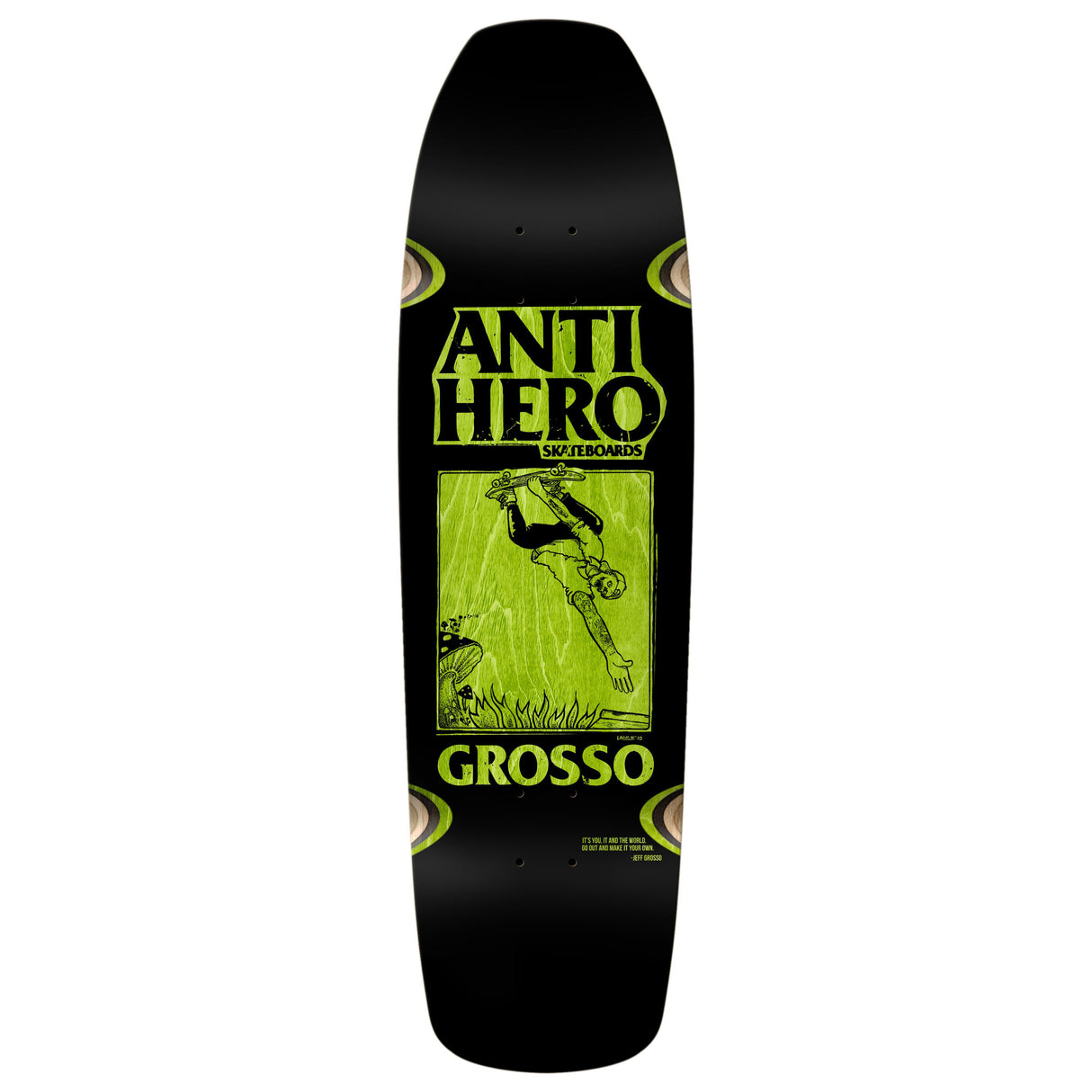 Anti Hero Skate Shop Day Grosso Black 9.25" Wheel Wells Assorted Stain Skateboard Deck