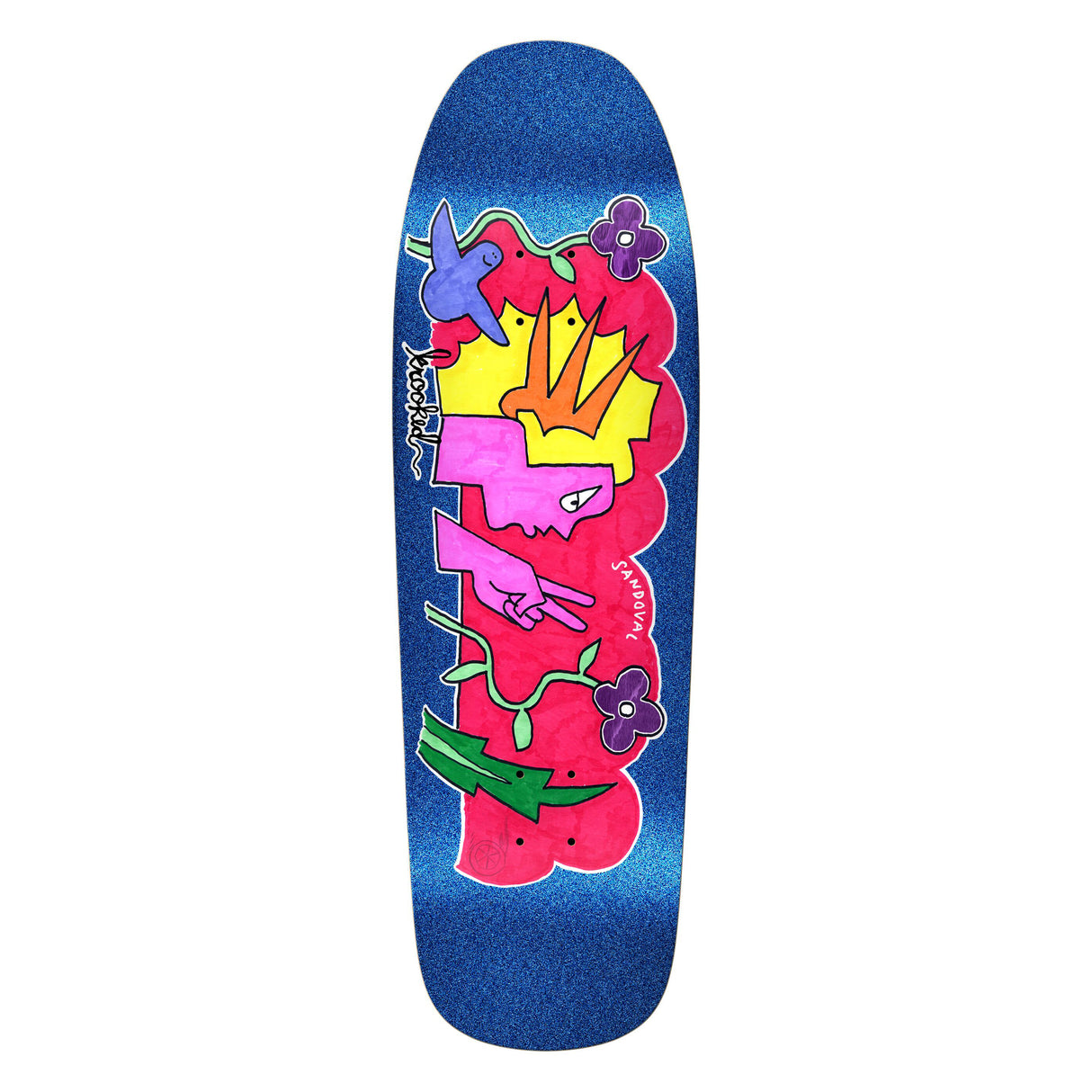 Krooked Sandoval Peace Sign - 9.81" Blue Skateboard Deck