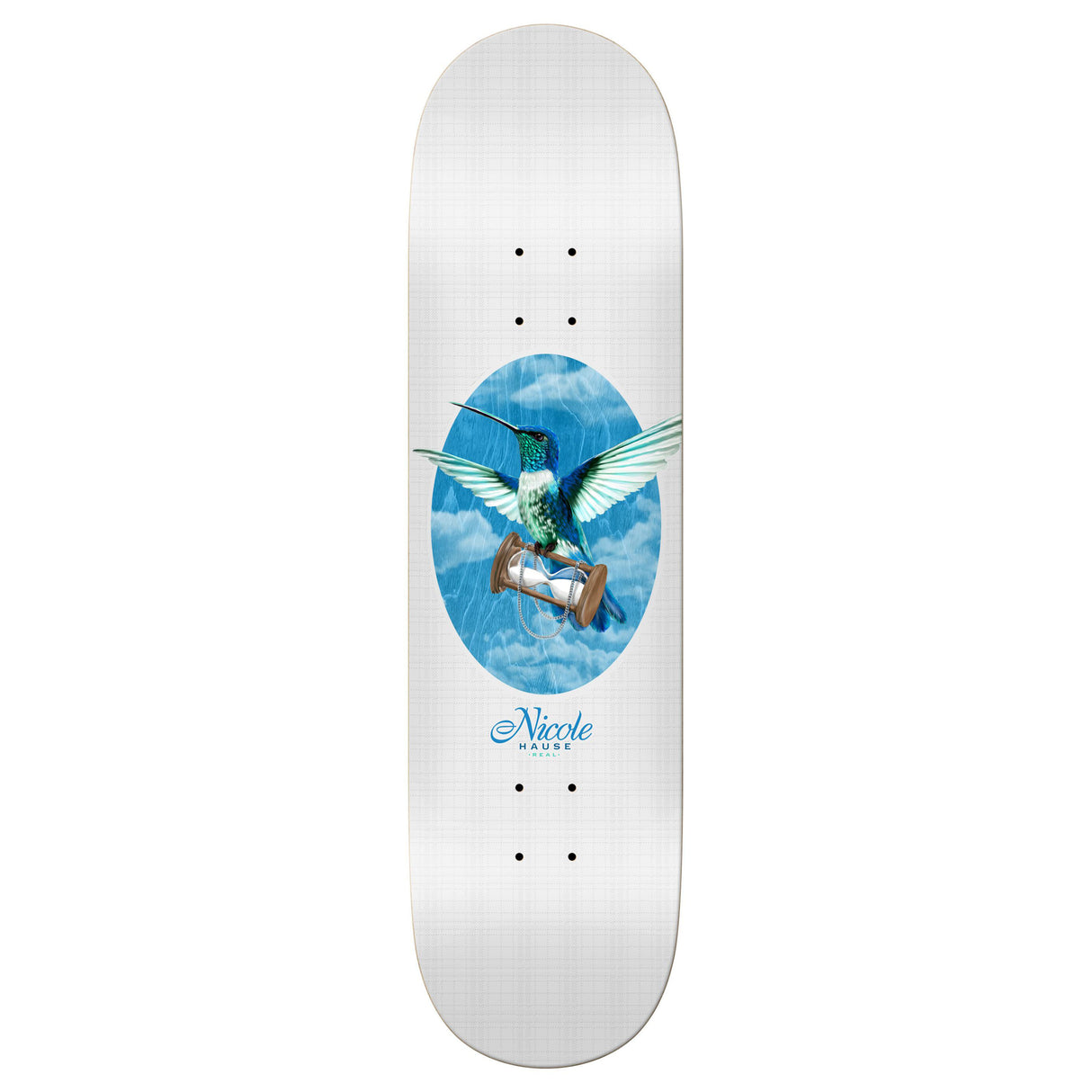 Real Nicole Time Flies 8.25" White Skateboard Deck