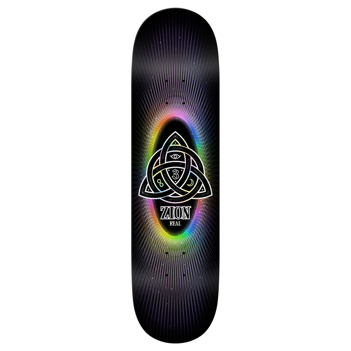Real Zion Power Of Threes - 8.5" Easy Rider Black Skateboard Deck