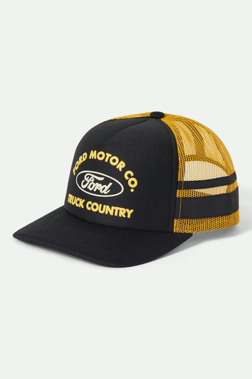 Brixton Ford Built Tough MP Burnt Rubber Empire Yellow Trucker Snapback Hat