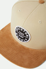 Brixton Oath III Sand Light Brown Corduroy Snapback Hat