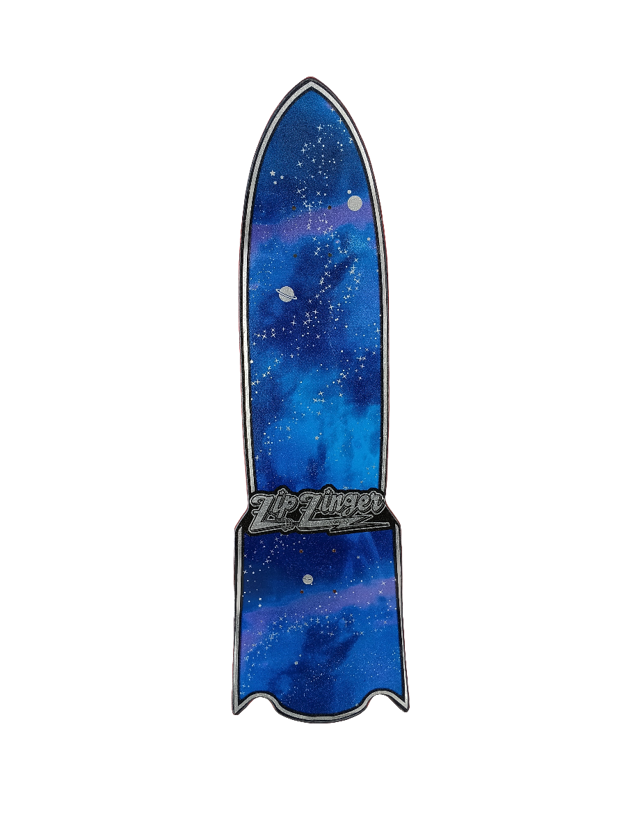 Krooked Zip Zinger By Krooked Rocket Ship Teal Red Yellow Size 7.2" Vintage Die-Cut NOS Cruiser Deck