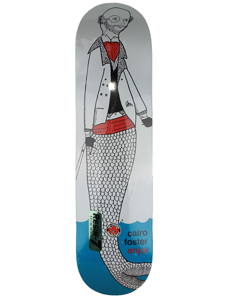 Enjoi Skateboards Cairo Foster Merman Dipped White Red Blue 7.9