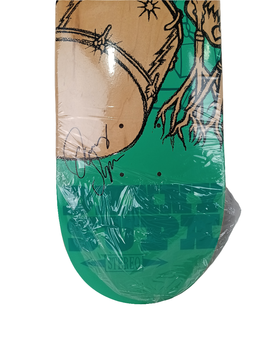 Stereo Danny Supa Signed Bigfoot Drummer Graphic Blank Teal Size 7.5 Skateboard Deck
