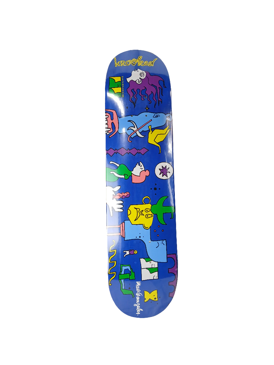 レア　KROOKED 7.75 MARK GONZALES Krooked Mark Gonzales Abstract Blue Multi Size 7.75