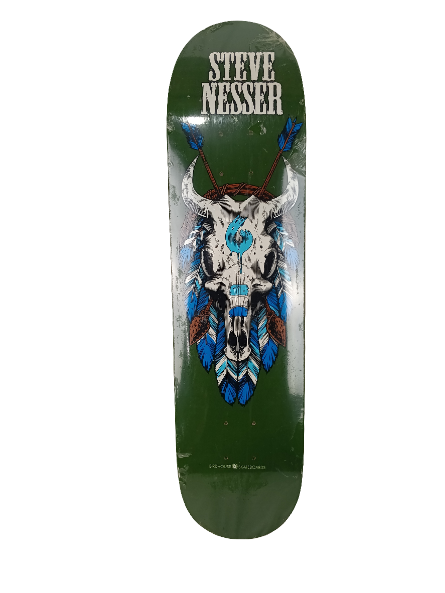 Birdhouse Steve Nesser Bull Skull Green Multi Color Size 7.75