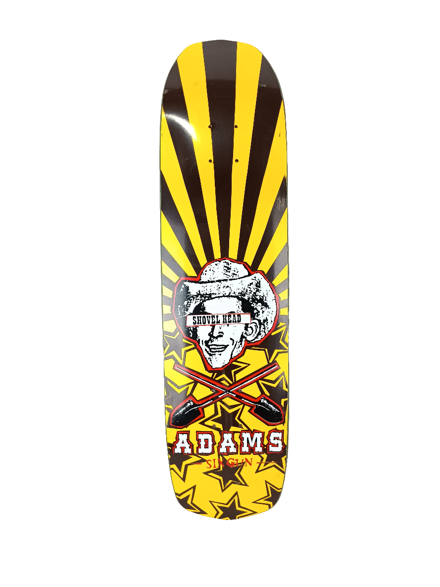 Black Label Jason Adams Six Gun Shovel Head Brown Yellow Red Size 8.25" Skateboard Deck