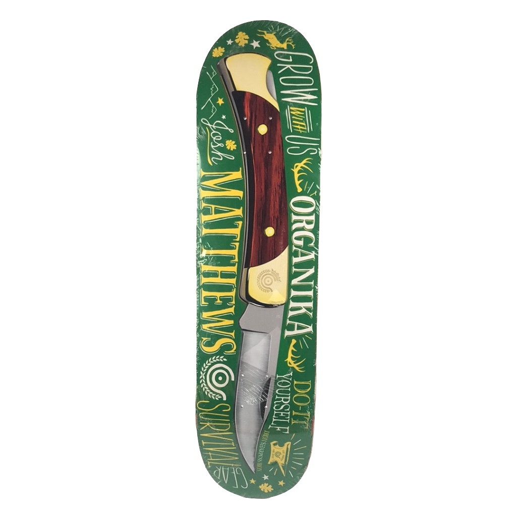 Organika Josh Matthews Grow With Us Knife Green/Yellow 8.25" Skateboard Deck