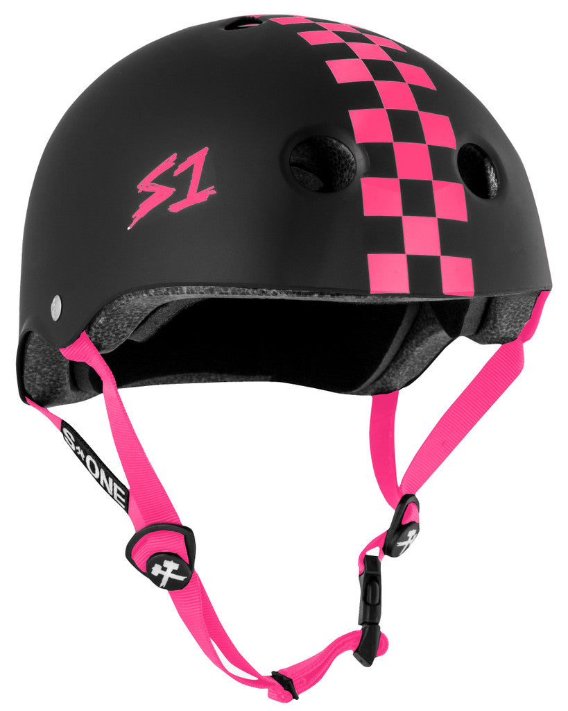 S1 Lifer Black Matte Pink Checkers Helmet