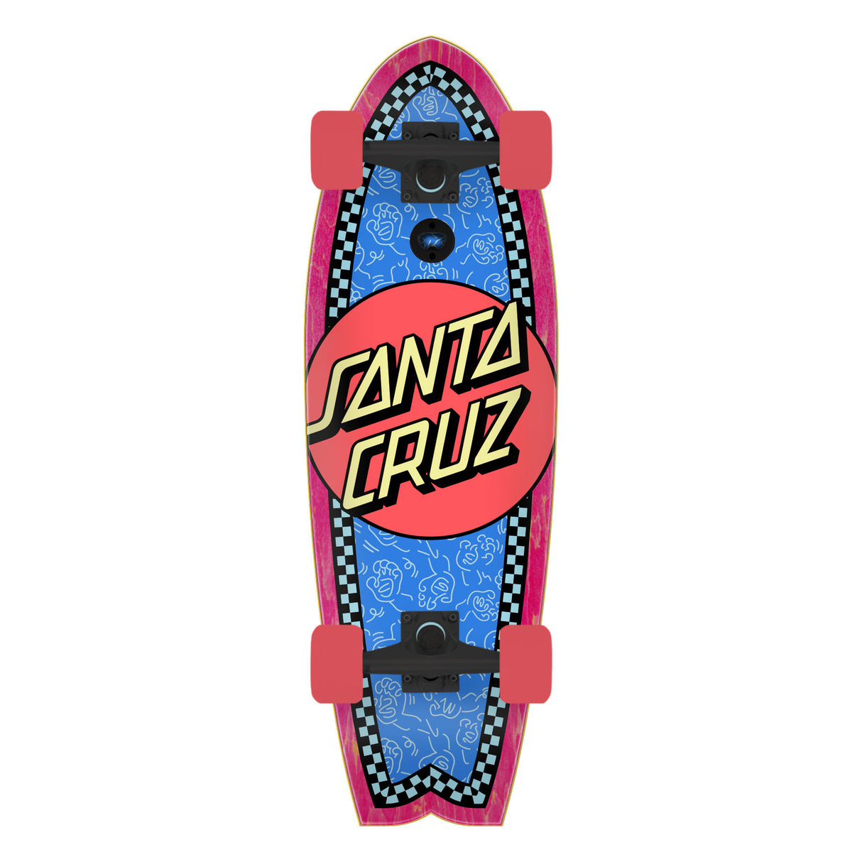 Santa Cruz Contour Hand Repeat Dot 8.8" x 27.69" Shark Cruzer Cruiser Complete Skateboard