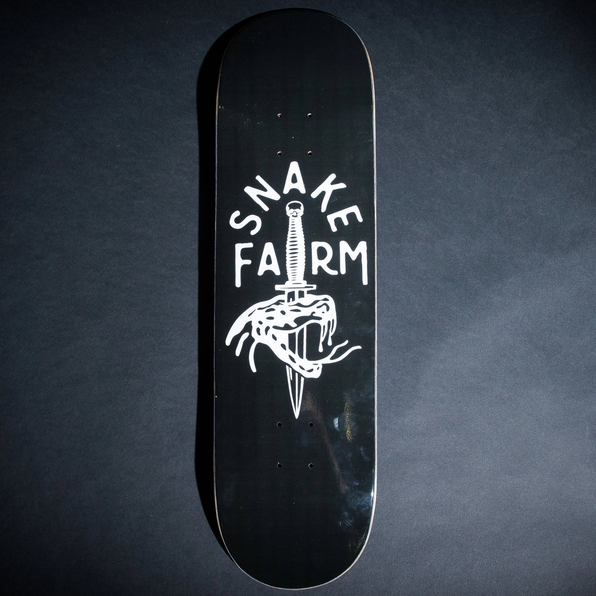 Snake Farm Co The Boom Stick Logo Black w/ White Full Shape Skateboard Deck