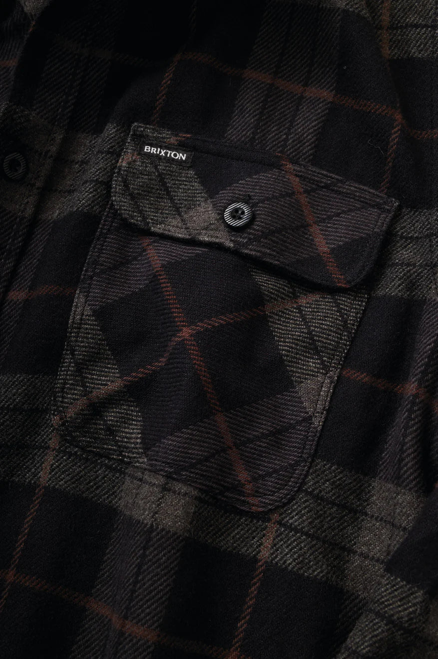 Brixton Bowery Black Charcoal L/s Flannel Shirt