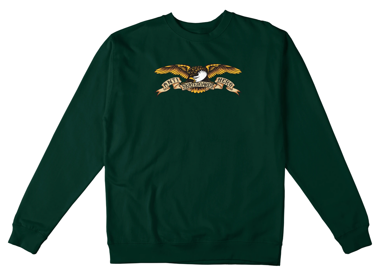 Anti Hero Eagle Dark Green Black Multi Crewneck Sweatshirt Long Beach Skate Co