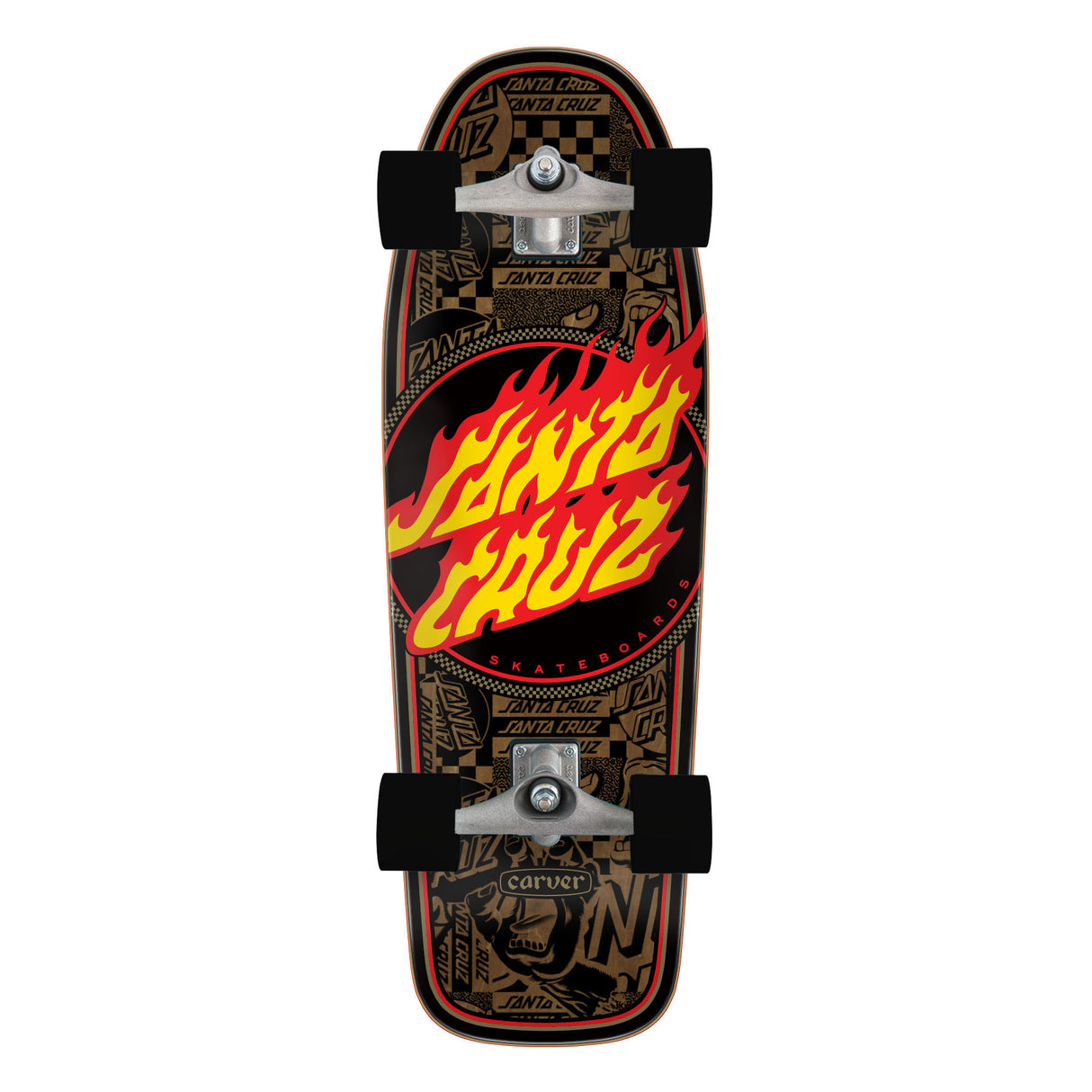 Santa Cruz Flame Dot Route 9.8" x 30.2" Carver Surf Skate Cruzer Cruiser Complete Skateboard