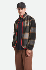 Brixton Buffalo Plaid Sherpa Black Cream Full Zip Jacket
