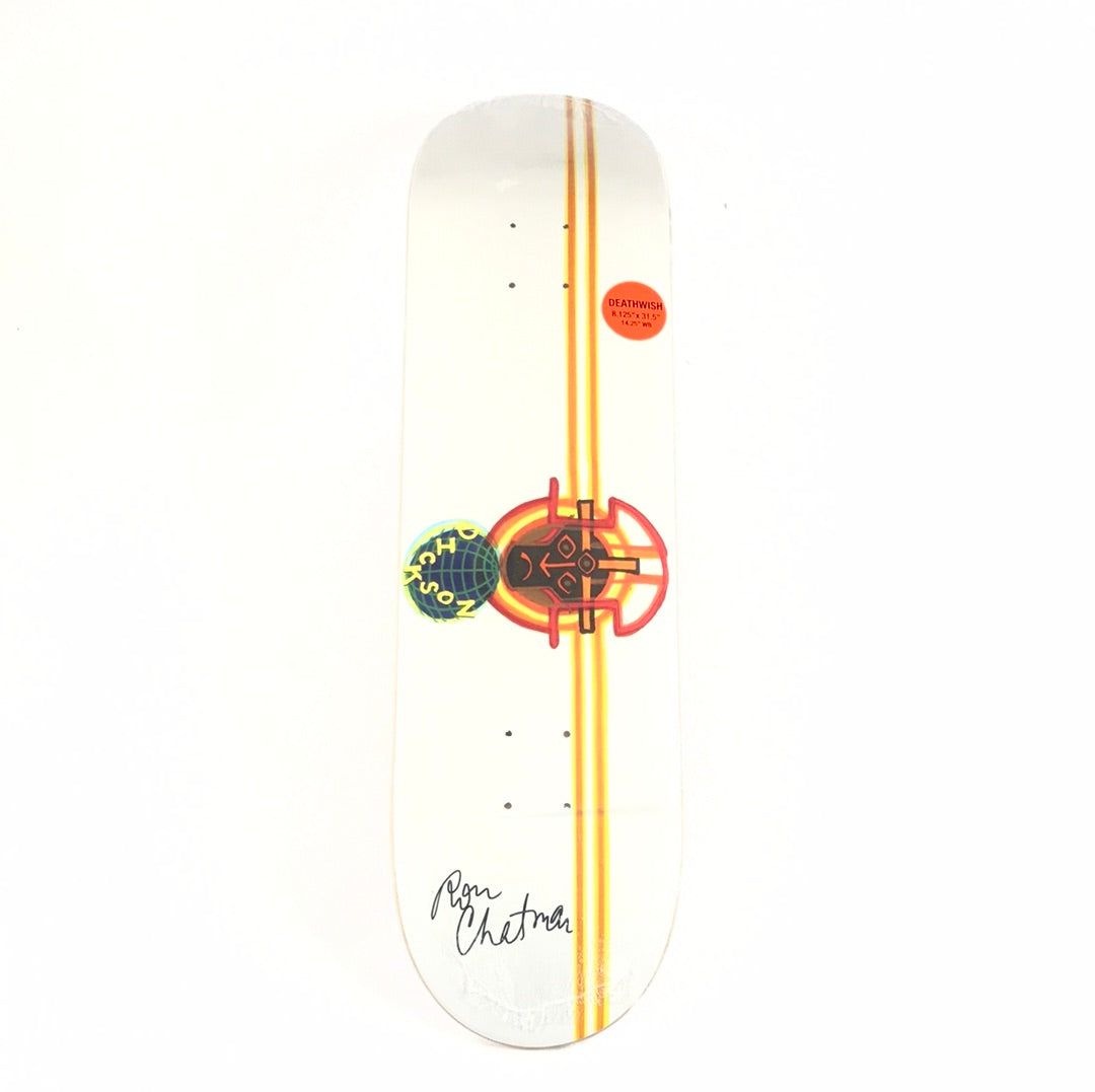 Deathwish John Dickson Globe White 8.125  Ron Chatman Signed Skateboard Deck