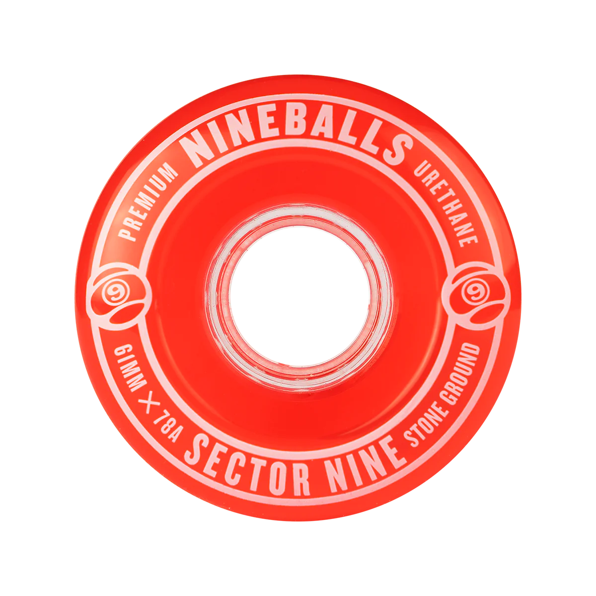 Sector Nine 61 mm 78a Nine Ball Red White Print Cruiser Skateboard Wheels