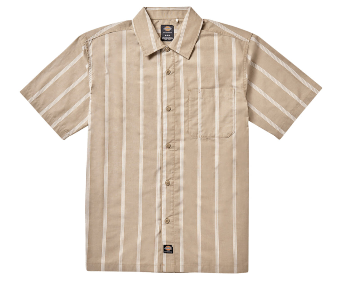 Dickies Skateboarding Waynesboro Desert Sand White Stripe Button Up S/s Shirt