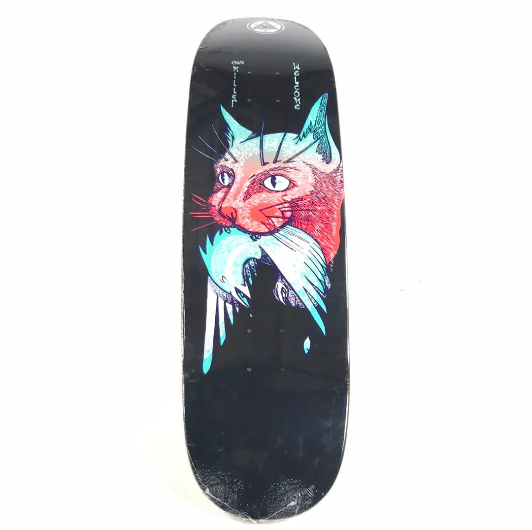 Weclome Chris Miller Cat With A Bird Black/Teal/Red 8.6" Skateboard Deck