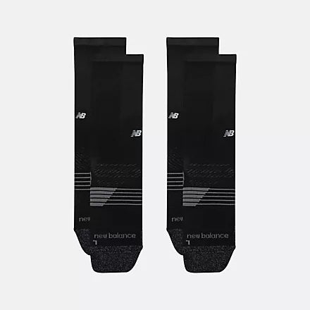 New Balance Pro Train Crew Black Emb Grey Logo 2 Pack Socks