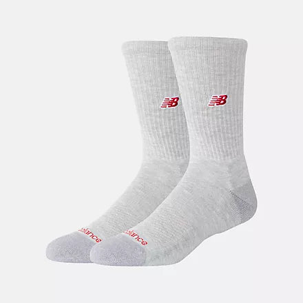 New Balance Active Premium Athletic Grey Emb Red Logo 2 Pack Socks