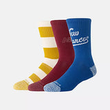 New Balance Active Graphic Red Blue Gold Crew 3 Pack Socks