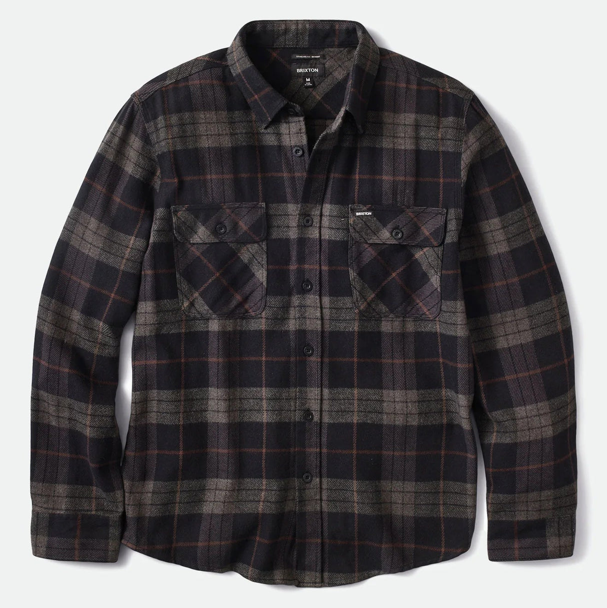 Brixton Bowery Black Charcoal L/s Flannel Shirt