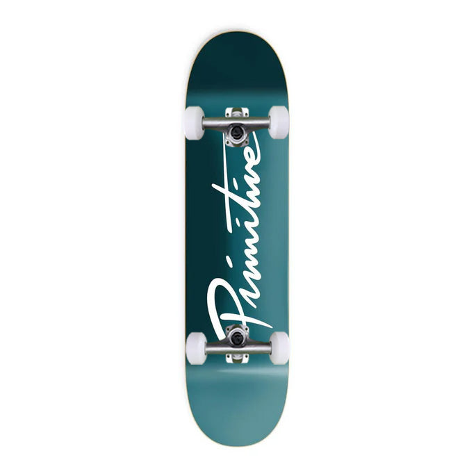 Primitive Nuevo Script Core Teal 7.75" Premium Complete Skateboard