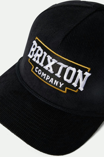 Brixton Pierson MP Corduroy Black Snapback Hat