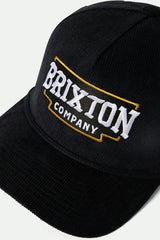 Brixton Pierson MP Corduroy Black Snapback Hat
