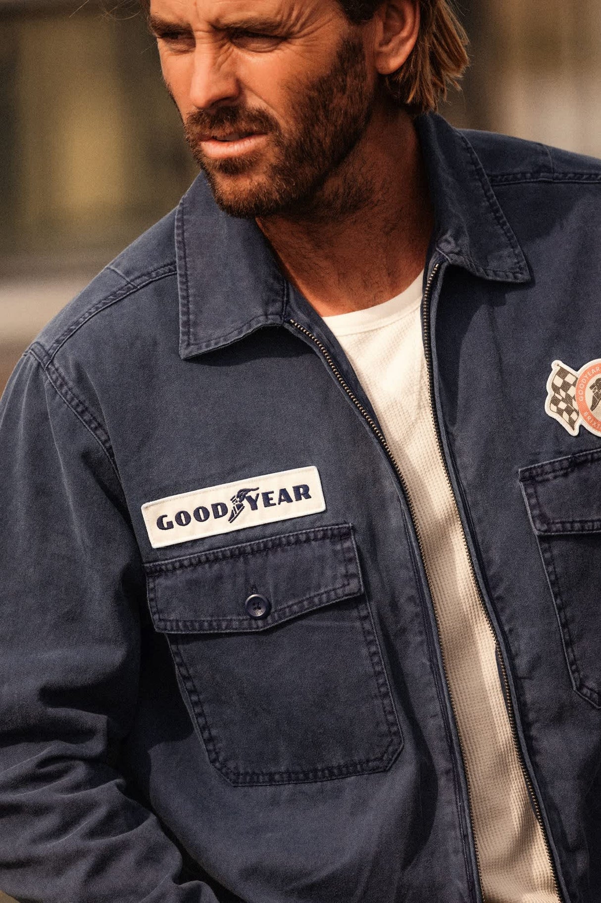 Brixton Goodyear Trademark Washed Navy Lightweight Jacket