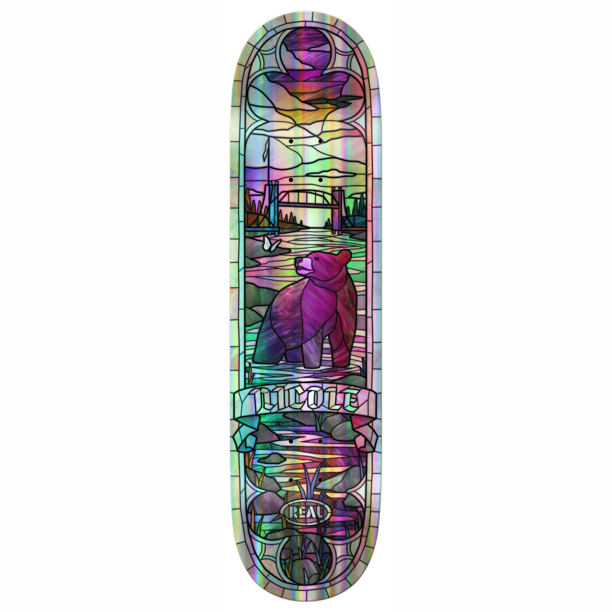 Real Nicole Cathedral Holographic Rainbow Foil 8.38" Skateboard Deck