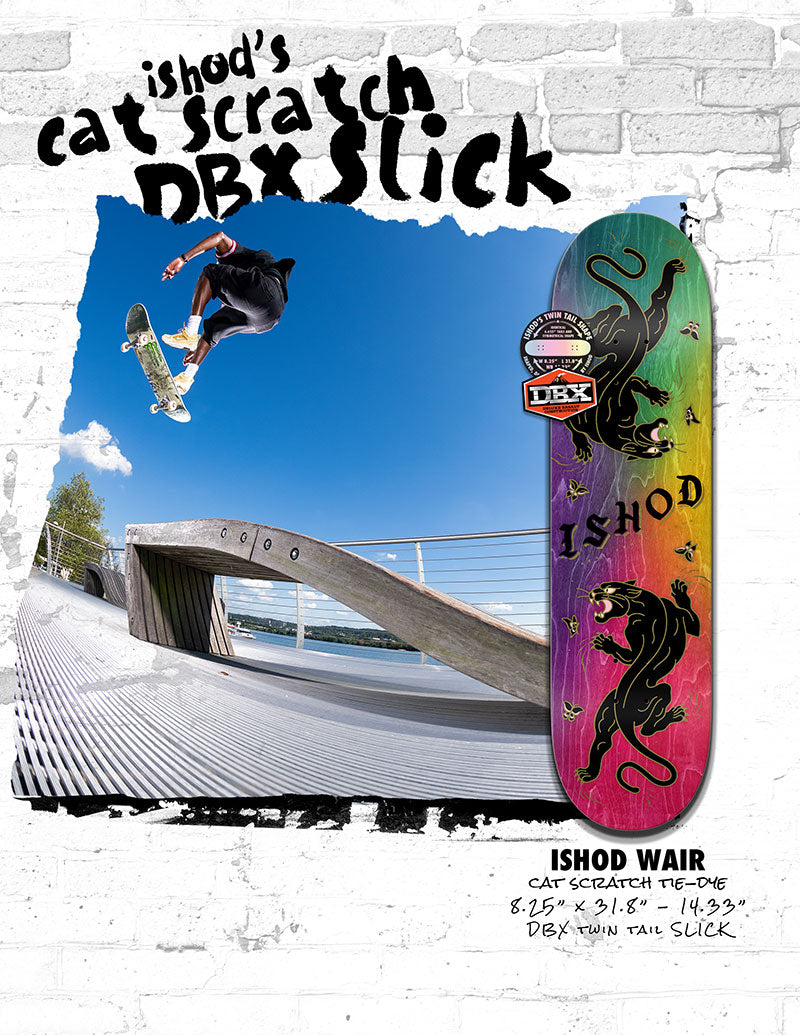 Real Ishod Wair Cat Scratch Tie Dye 8.25" DBX Twin Tail Slick Skateboard Deck