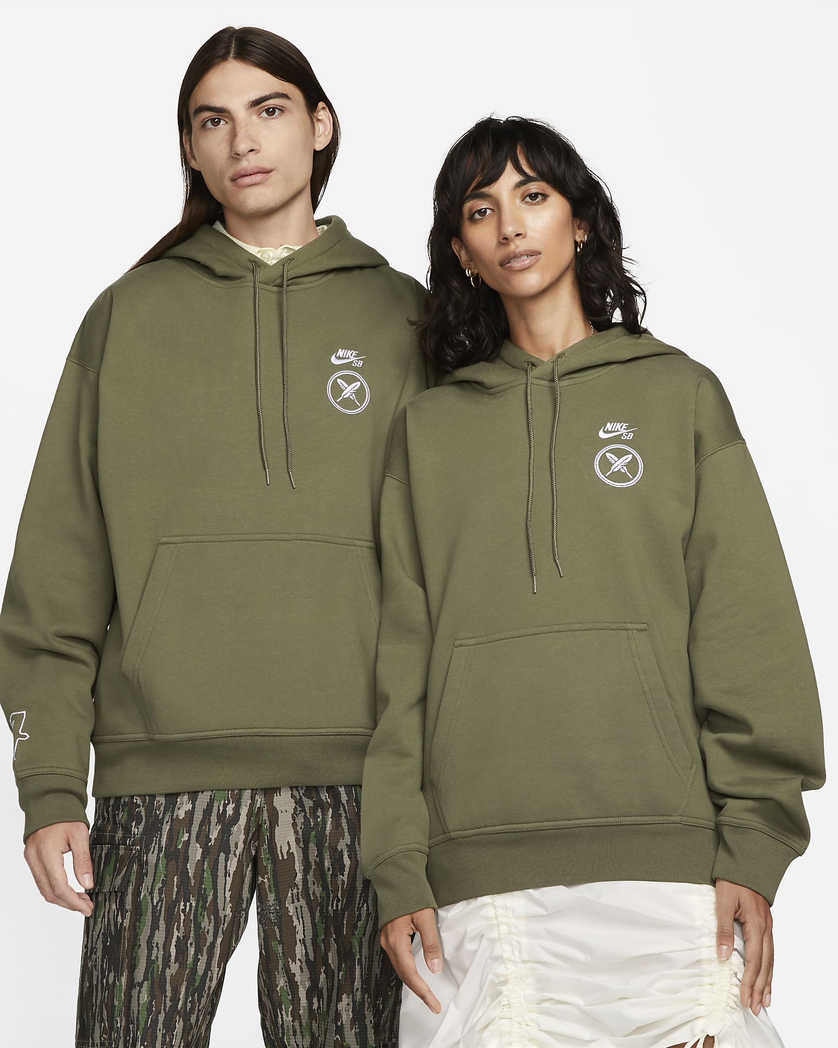 Nike SB Yuto Medium Olive Fleece Skate Hooded Sweatshirt – Long