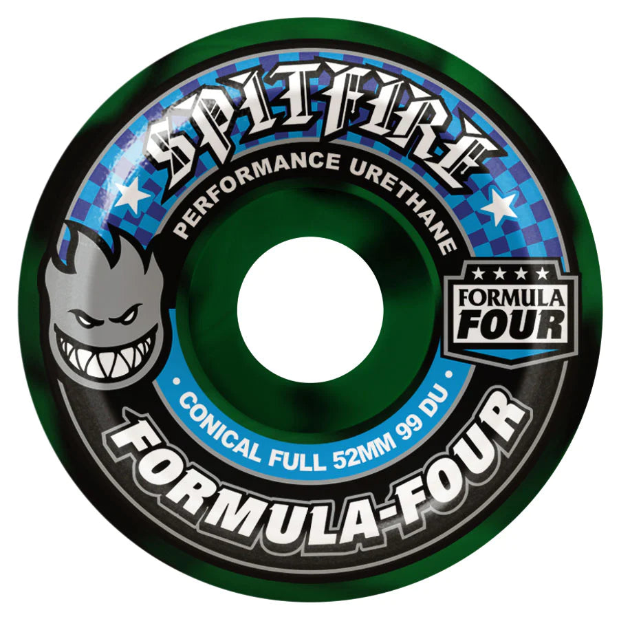 Spitfire Formula Four 99a Conical Full Green/Black Swirl 52mm Wheels