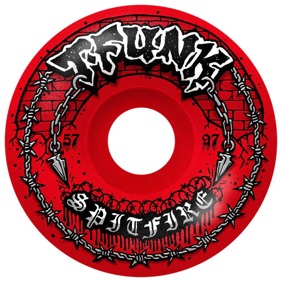 Spitfire T-Funk Raw F4 97a 57mm Radial Full Red Skateboard Wheels