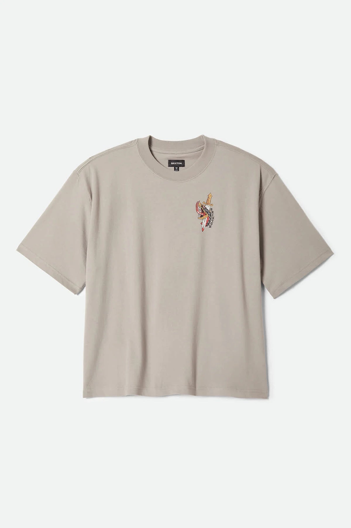 トップス Stone  shirt Brixton Sword Boxed Crop Tee - Pebble Stone | Long Beach Skate Co