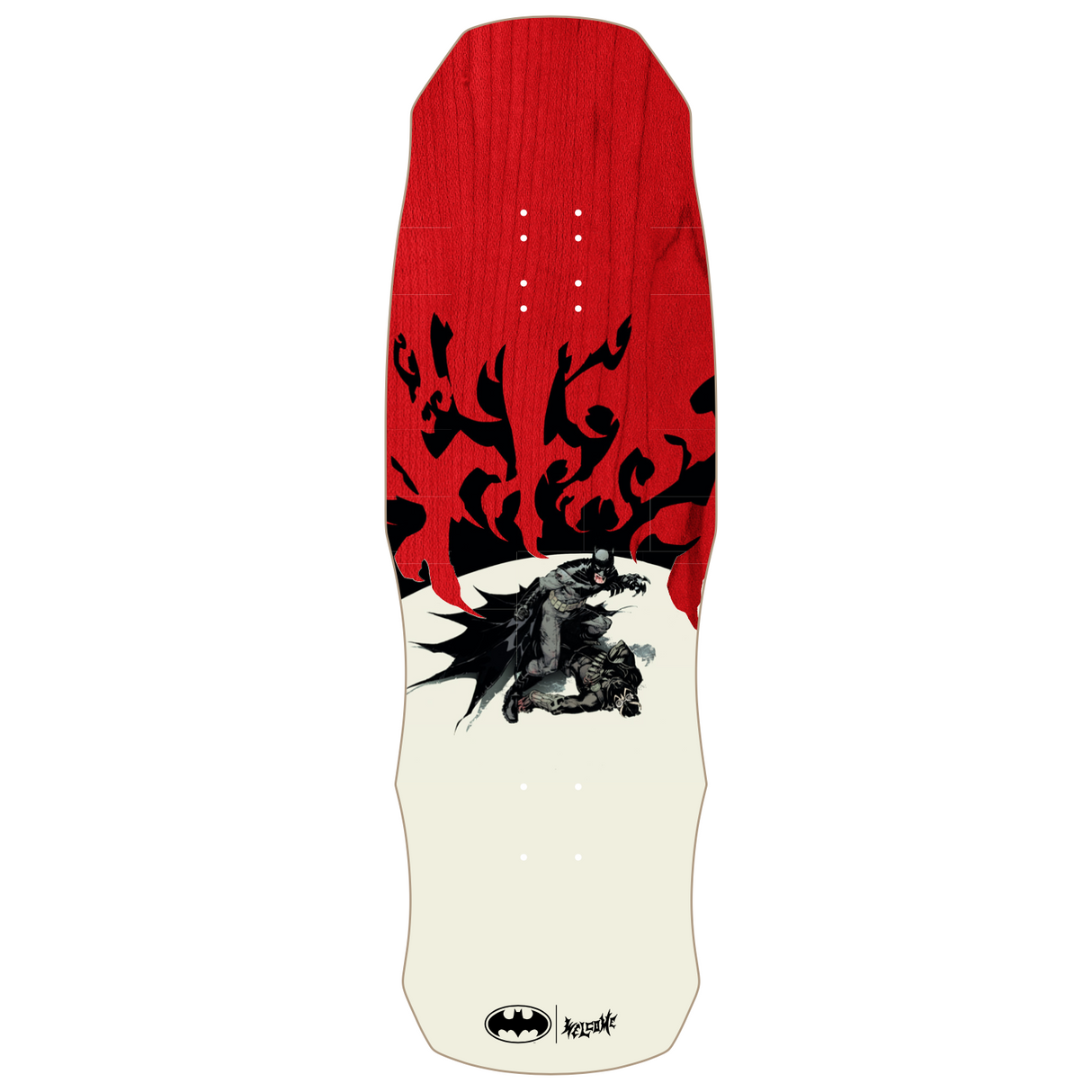 Welcome x Batman Talons on Dark Lord Red Stain 9.75" Skateboard Deck