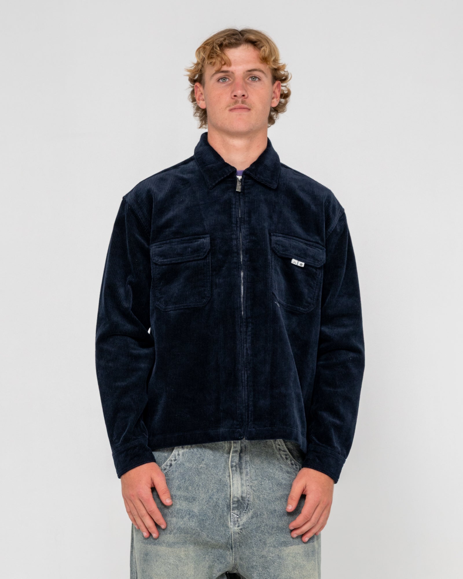 Rusty Zeal Navy Blue Cord Zip Thru Over Shirt – Long Beach Skate Co