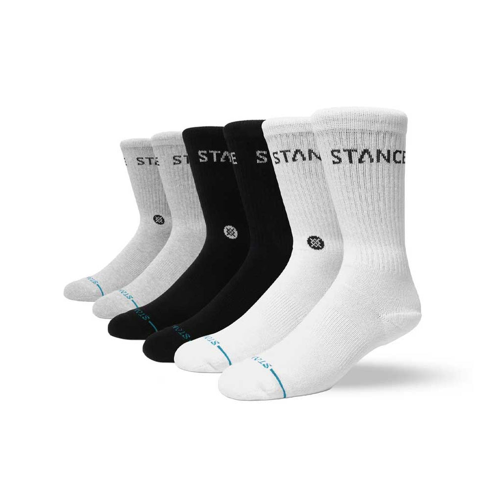 Stance Origin Multi Black White Grey 3 Pack Crew Socks