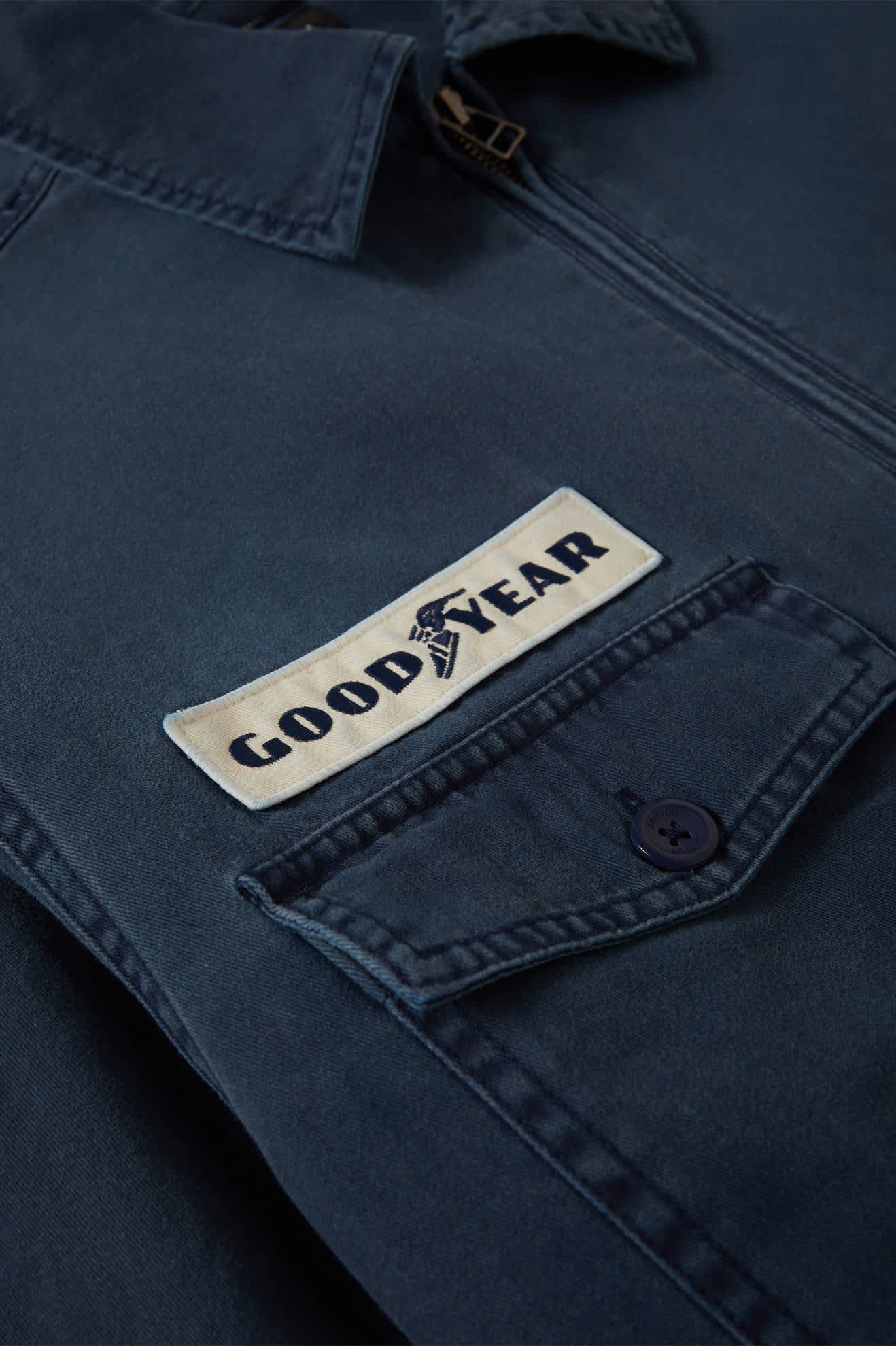 Brixton Goodyear Trademark Washed Navy Lightweight Jacket – Long