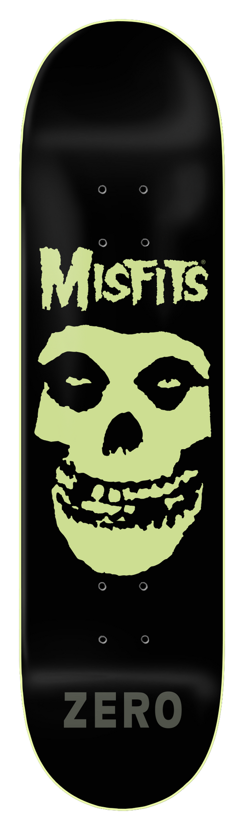 Zero X Misfits Fiend Skull Glow In The Dark Skateboard Deck